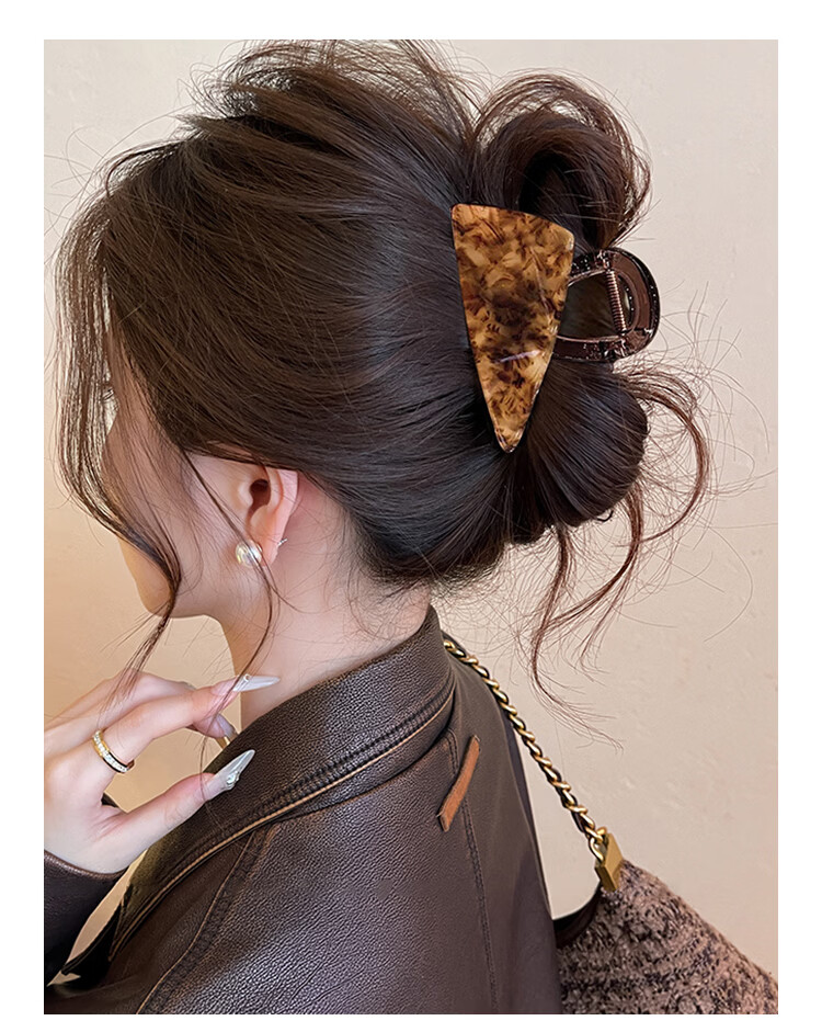 CHIMERA Amber Texture Elegant Triangle Hair Claw Clip for Bun Half-Up Ponytail Women's Birthday Gift 5