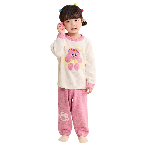 BALABALA BalaOne Children's Home Wear Set, Boys And Girls Winter Half-Fleece Warm Set, 208425171204