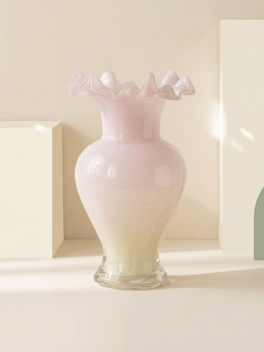Qi Ju Elegant Nordic INS Fresh Glass Vase Water Plant Fresh Flowers Living Room Flower Arrangement Pink Thickened Model 30224 7