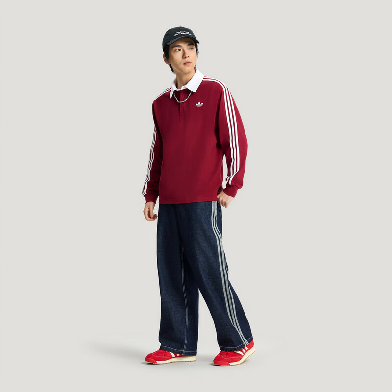Adidas Originals Men's 3S PL Long Sleeve Polo KG3905 Red XL 3