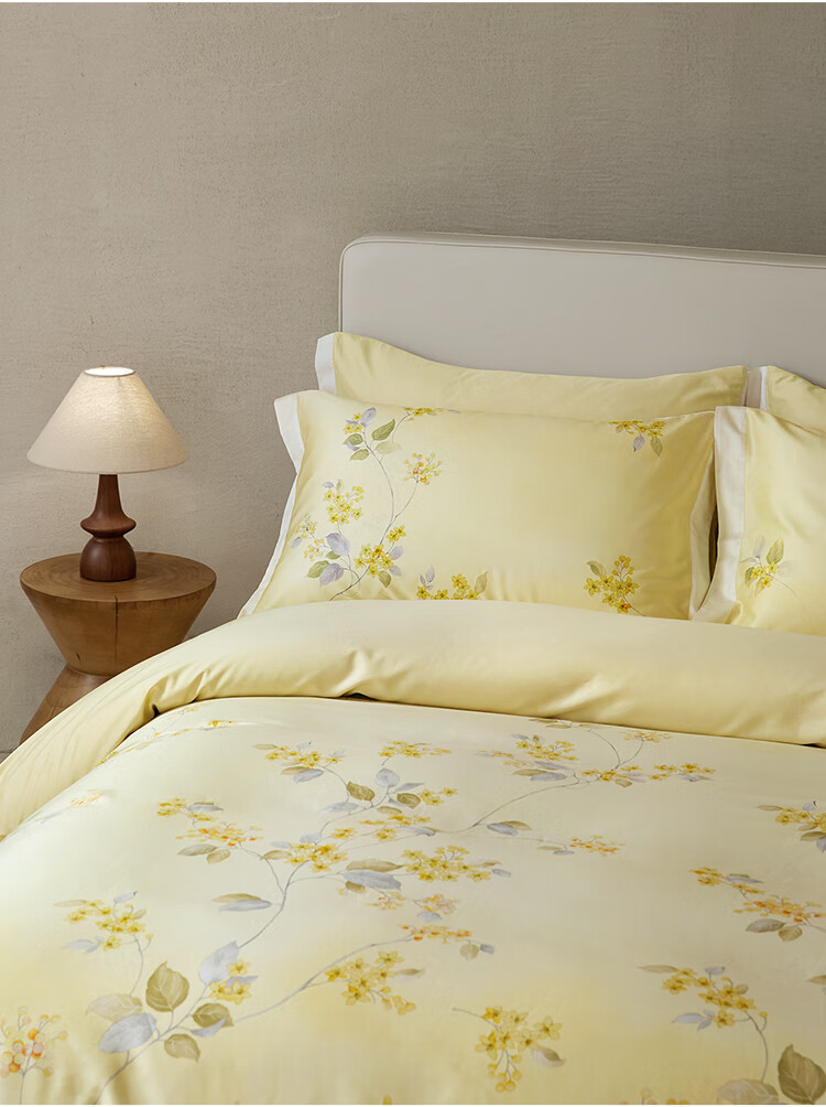 MIDO HOUSE Mingdu Bedding Four-Piece Set, 100% Pure Cotton Sateen Printed Bedding Set - Lychee Drunk, 1.8m Bed Sheet Style 3