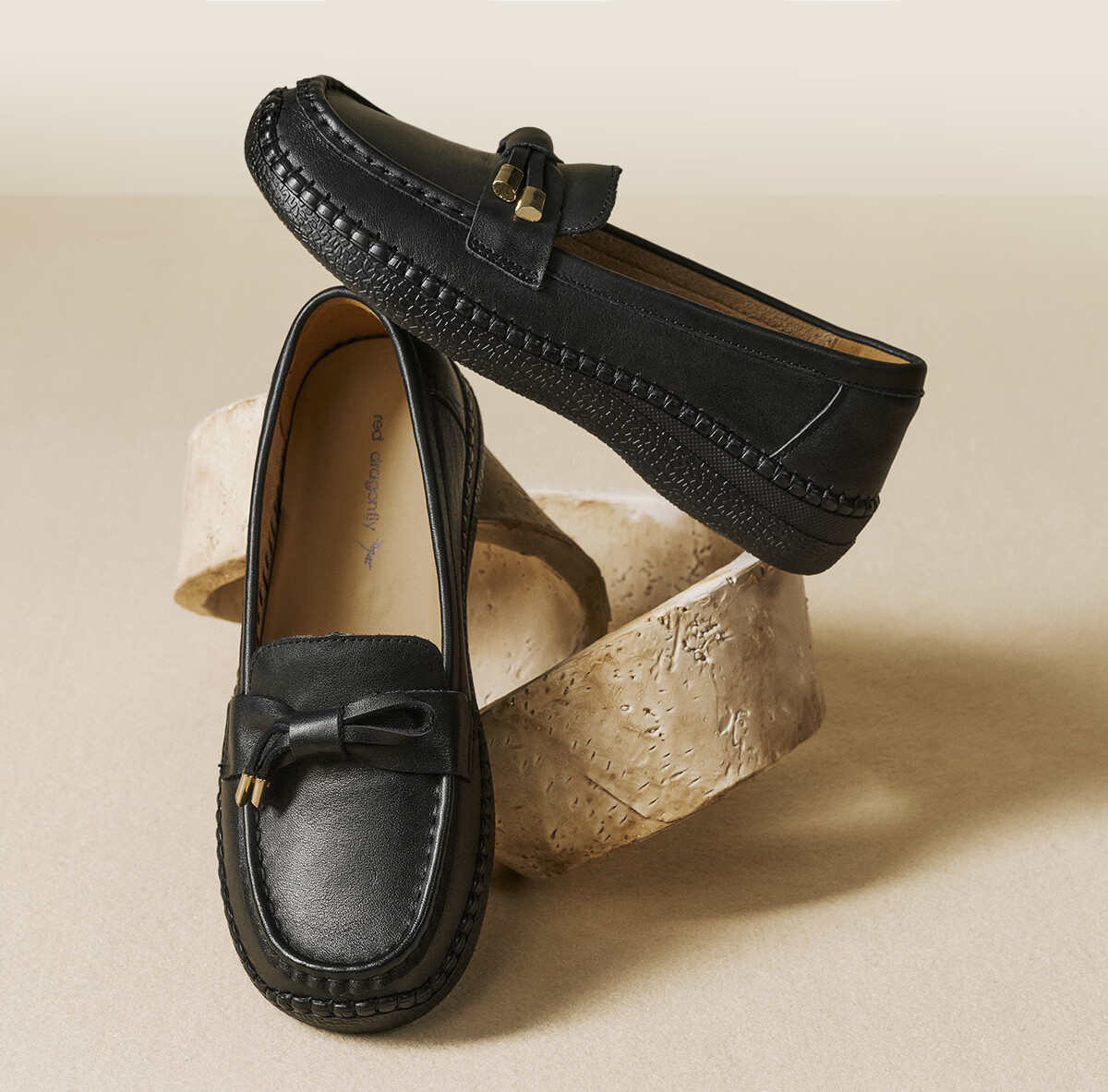 RED DRAGONFLY Mom's Flats, Spring 2026 New Women's Shoes, Flat Shoes, Comfortable Cowhide Soft-Soled Leather Shoes WTB16010, Black, Size 35 3
