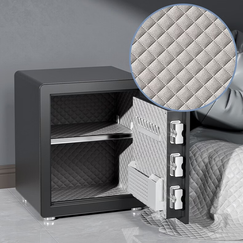 Deli Home Safe Box, 45cm Fingerprint Unlock, All-Steel Anti-Theft Portable Safe, Can Be Used As Bedside Table, AE670-Z Black 14