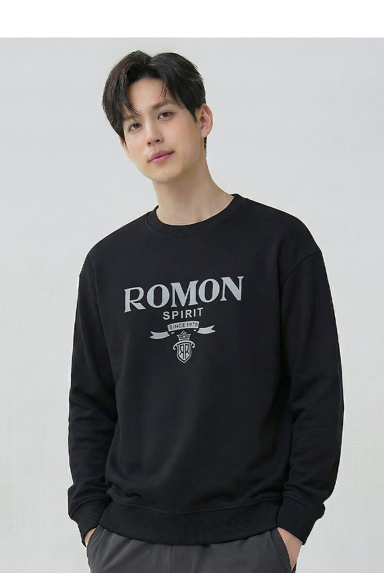 ROMON Men's Sweatshirt, Long-Sleeve Round Neck, Spring And Autumn Season, Zodiac Year Red Base Layer, Casual Wear, Pullover Loose T-Shirt Top 7