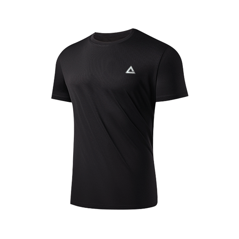 Peak Men's Badminton Quick-Dry Breathable Running Fitness Loose Two-Piece Set Shorts + Short Sleeve Sports Suit Black 3XL