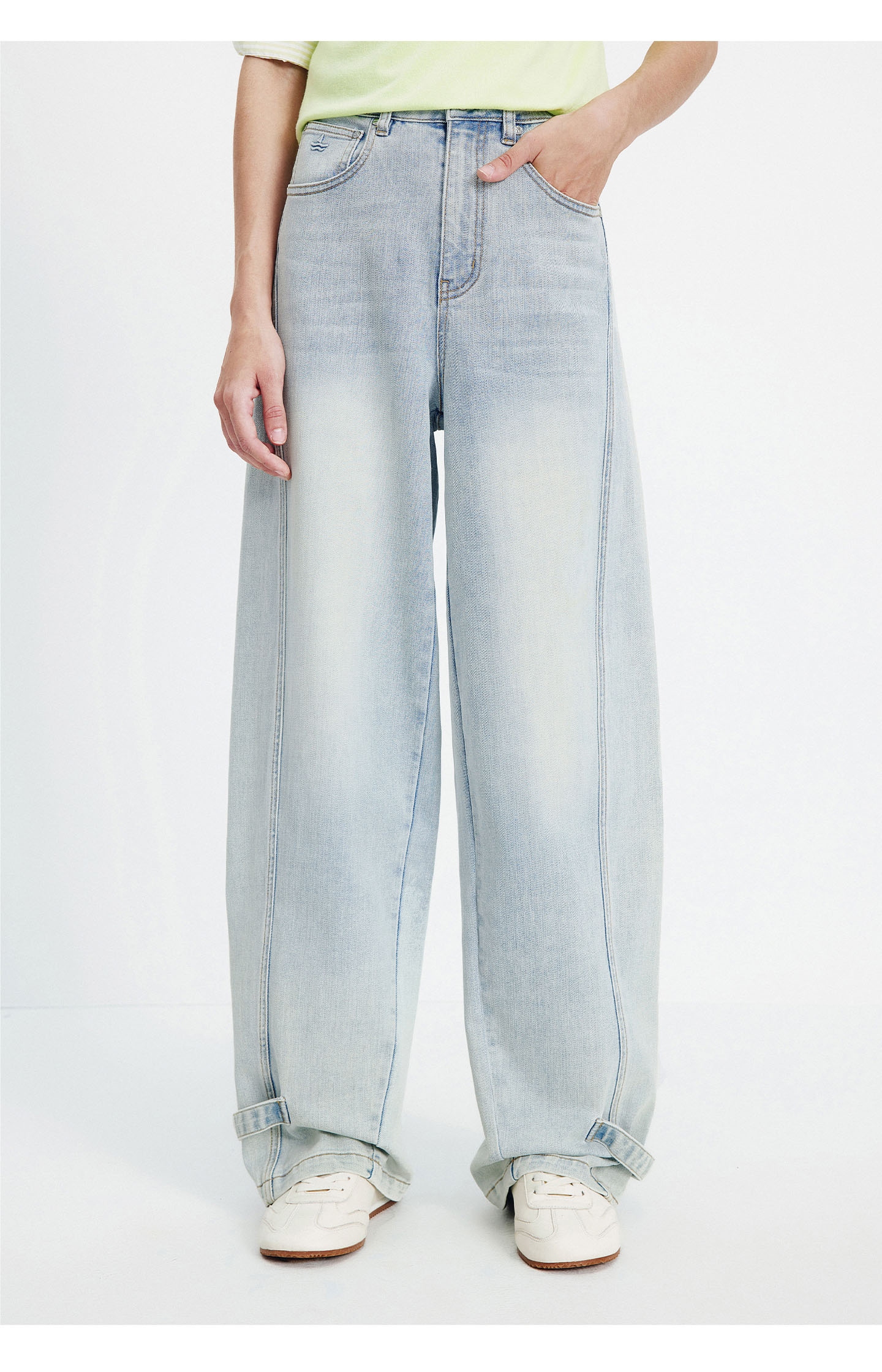 Navigare Italy Small Sailboat 26th Spring Summer New Skin-friendly Wide-leg Denim Workwear Cargo Pants 2312576503 11