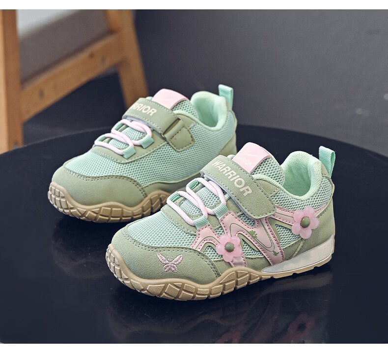 Warrior Kids Shoes 2026 Spring Autumn Children's Sports Shoes Outdoor Running Shoes for Older Children Girls Casual Shoes WZ-2092 Beige Purple Size 34 8
