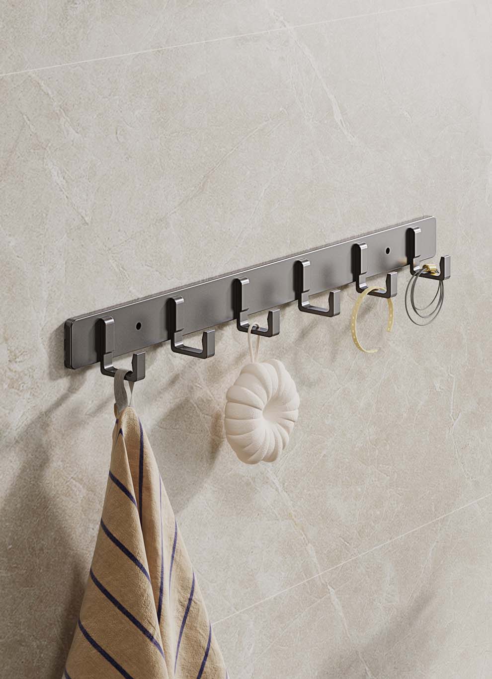 MICOE Space Aluminum No-Drill Bathroom Adhesive Hook Strong Towel and Clothes Hanging Hook for Door and Wall 2