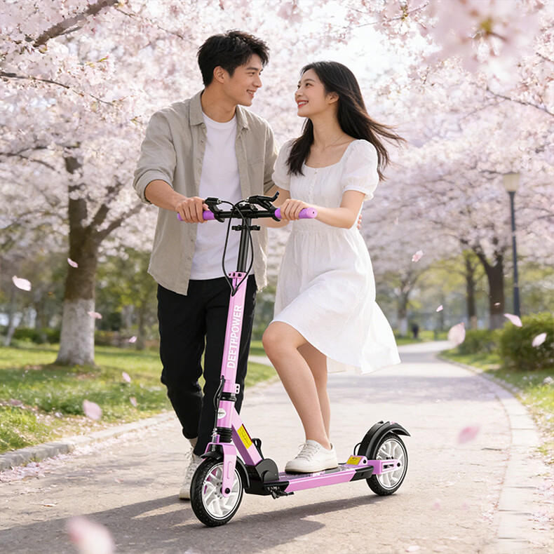Dibailun Adult Scooter for Commuting, Ages 6-40, Two-Wheel Gunmetal Gray [Triple Brake, Dual Shock Absorption, Non-Slip White Flash Wheels] 5
