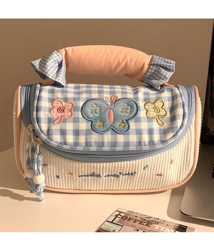 AMOR HOUR Cute Handheld Pencil Case High-Value Sweetheart Butterfly Stationery Bag Girls Dopamine Study Supplies Large Capacity Student Multifunctional Storage Bag Birthday Gift 10