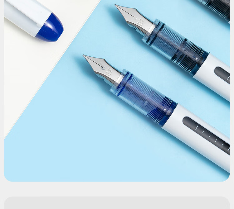 JD Jingzao Direct Liquid Cartridge-Free Fountain Pen EF Nib 0.38mm Blue 6-Pack for 3rd-6th Grade Elementary Students Calligraphy Practice 12