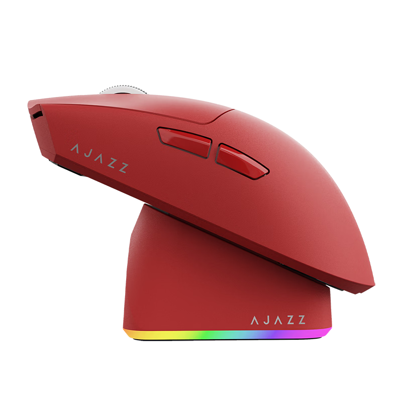 AJAZZ AJ139PV3 Wireless Gaming Mouse, Tri-Mode Large Hand Gaming Mouse, RGB Rechargeable Base, PAW3311/3395, with Free Storage Bag, Red MC