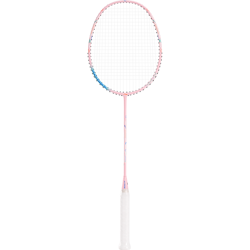 LI-NING Thunder Mini Steel Cannon New Color Full Carbon Offensive Lightweight High Tension Single Badminton Racket Light Smoke Pink 5U Pre-Strung
