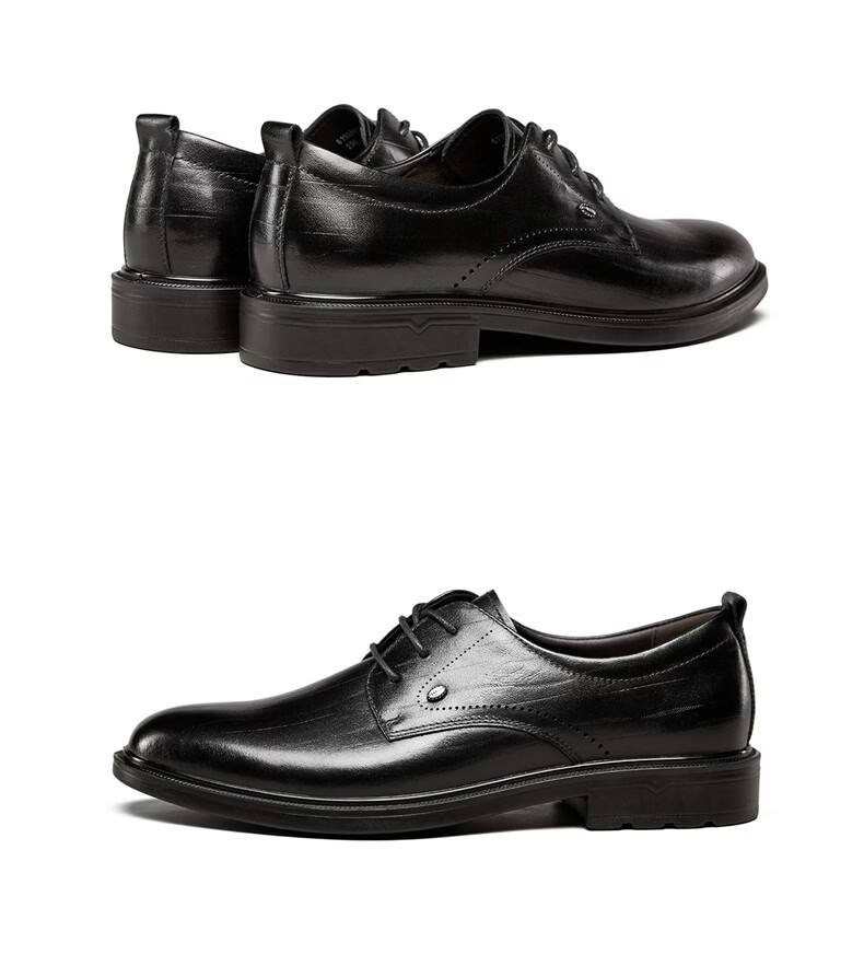 Eierkang Men's Business Formal Shoes Comfortable Commuter Single Shoes Groom Wedding Shoes 63129W Black Size 45 63