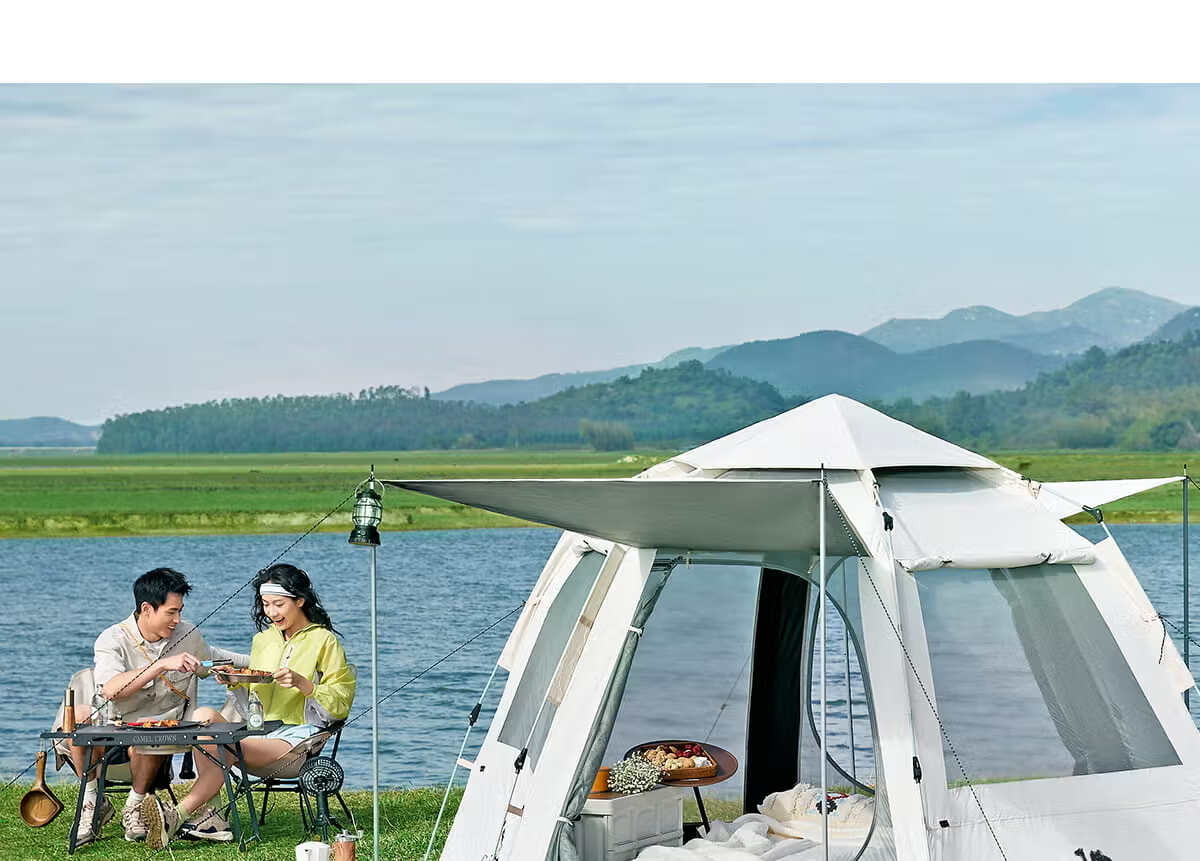 CAMEL Outdoor Hexagonal Automatic Canopy Tent Portable Park Camping Overnight Tent B151 Pearl White 38
