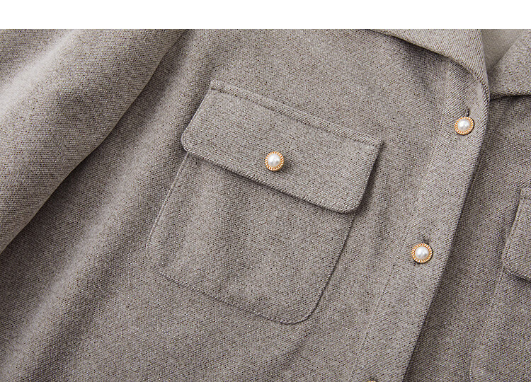 Demana Hyaluronic Acid Shirt Winter Elegant Commuter Lapel Flap Button Loose Small Size Women's Blouse 14