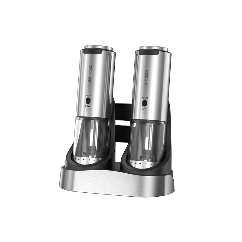 Circle Joy Stainless Steel Electric Pepper Grinder with Rechargeable Base Adjustable Speed Spice Mill for Peppercorns Sea Salt