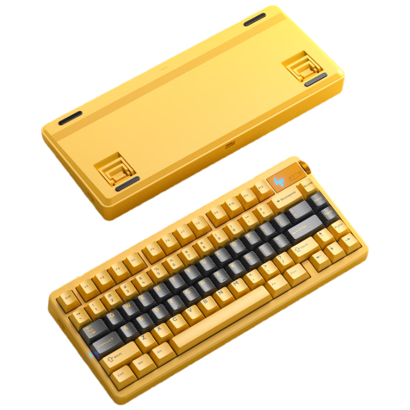 HP GT75 Mechanical Keyboard Wireless Wired Bluetooth Tri-Mode Gasket Custom Gaming Keyboard E-sports Computer Office 75-Key with Knob Lightning Yellow Sundae Switch