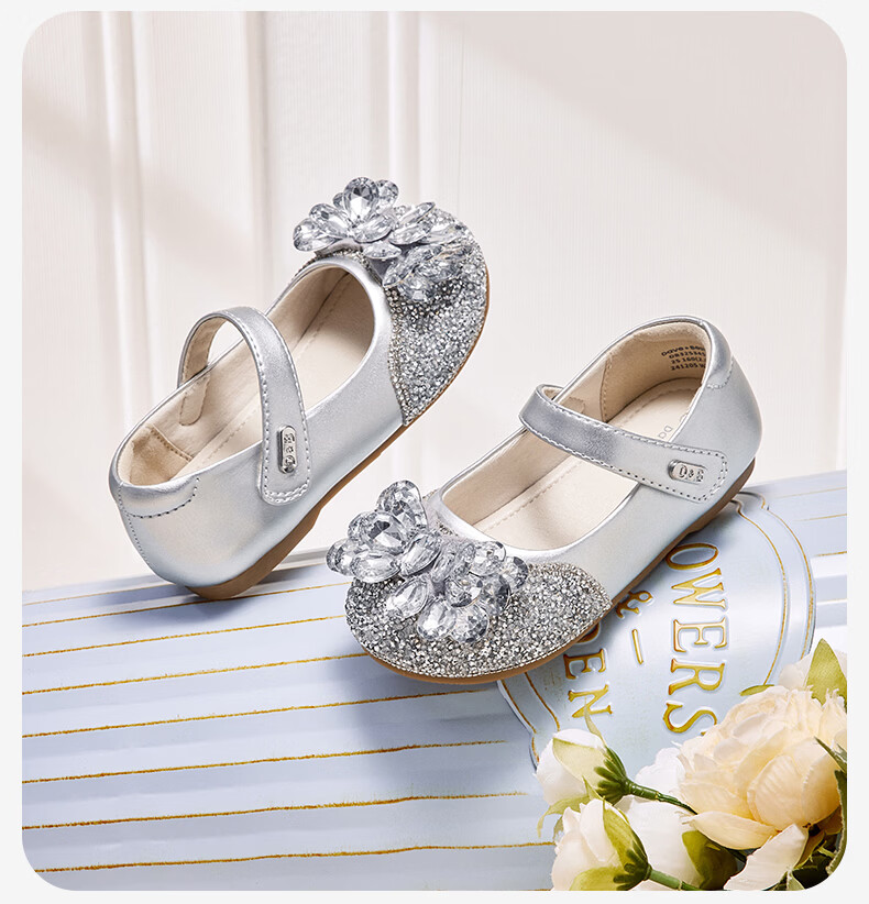 David Bella Kids Crystal Shoes Leather Shoes Sparkling Diamond Autumn Girls Baby Princess Mary Jane Sandals 8