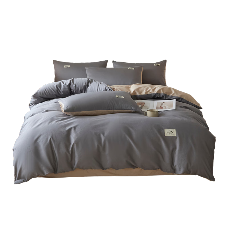 MUJI 100% Cotton 4-Piece Bedding Set for 1.5/1.8m Bed, Pure Cotton Bed Sheet and Duvet Cover 200x230cm