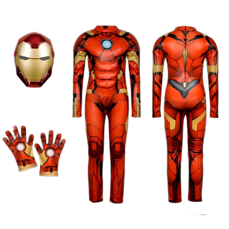 Disney Iron Man Cosplay Costume Boys Jumpsuit Set Christmas Kids Gift Iron Man Mask 130 CM