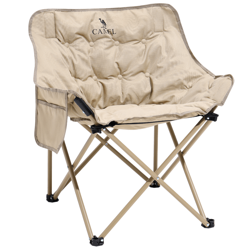 CAMEL Moon Chair Padded Outdoor Camping Picnic Folding Chair Portable Stool Fishing Leisure Nap New Model 8015 Khaki