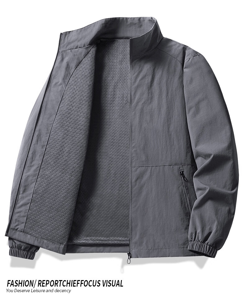 Jeanswest Men's Outdoor Sports Jacket Autumn Winter Casual Warm Loose Stand Collar Coat Dark Gray XL 3