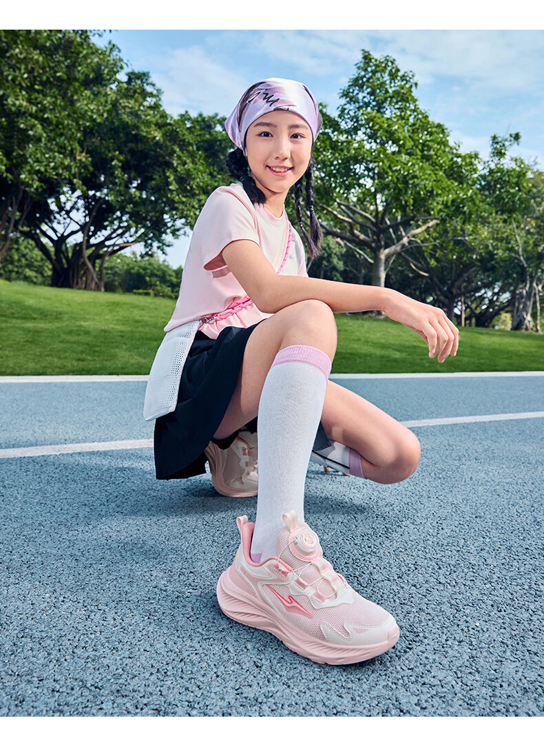 ERKE Kids Unisex Sports Shoes Children's Dial Buckle Mesh Running Shoes Microcrystalline White/Moonstone Gray Size 34 22