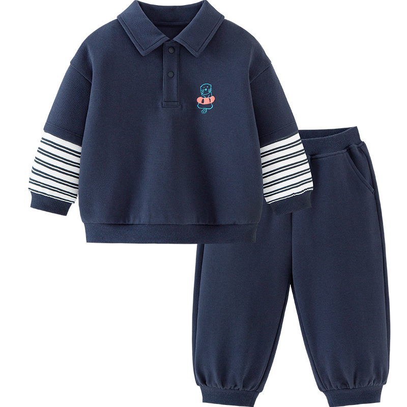 Minibala Kids Boys and Girls Two-Piece Set Children's Faux Two-Piece Sweatshirt and Sweatpants 2026 Spring New Arrival