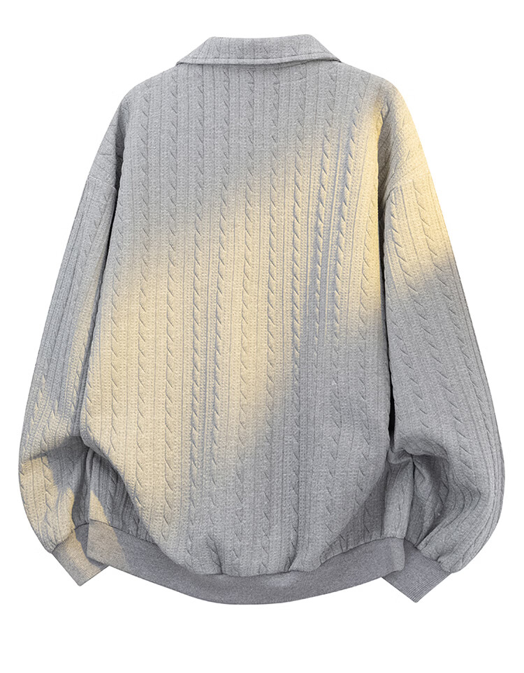 JEEP SPIRIT Men's Long Sleeve Polo Shirt Sweatshirt Spring Loose Casual Base Shirt Gray XL 4