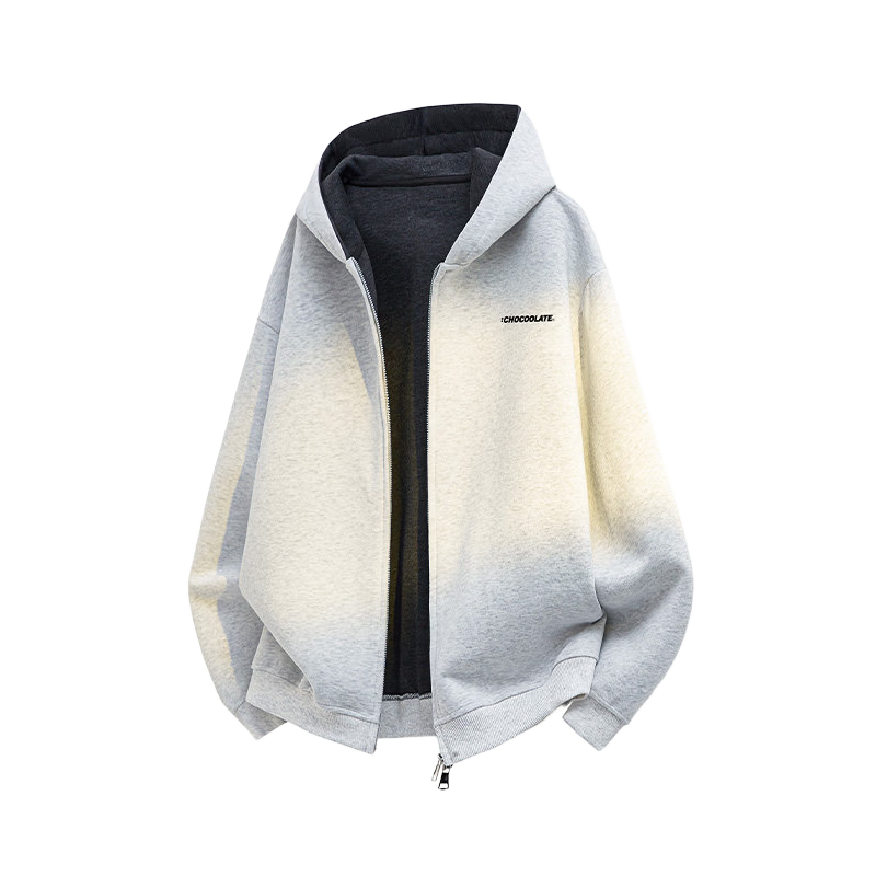 :CHOCOOLATE IT American Style Casual Hoodie Sweatshirt Men Spring Autumn New Versatile Warm Casual Jacket White Gray L