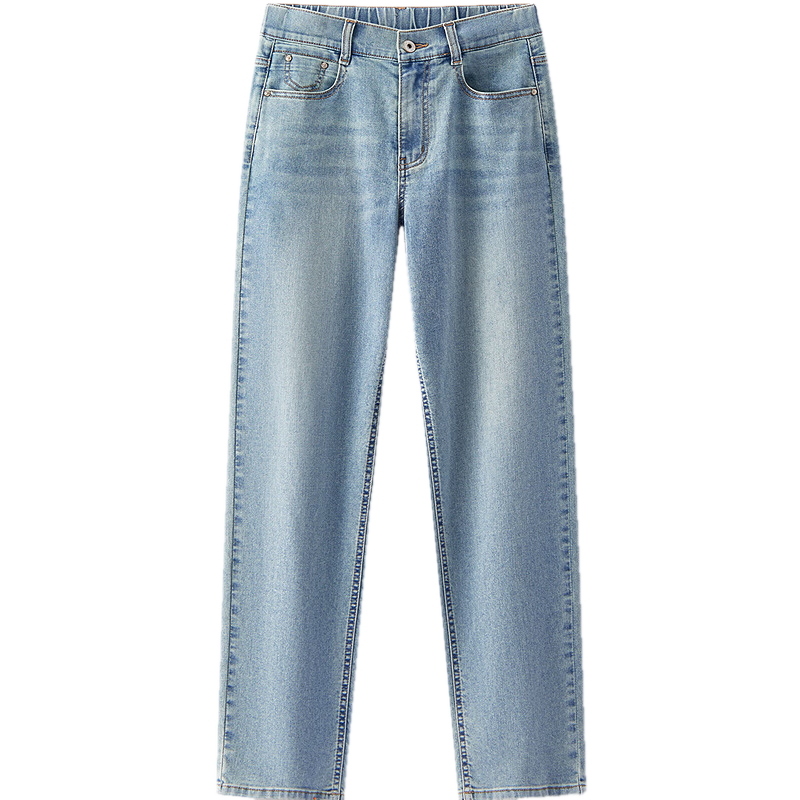 Semir Women's Summer Denim Jeans, Semi-Elastic Waist, Slim Fit Straight Pants, Style 103325124002