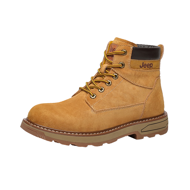 Jeep Martin Boots, Classic Retro Yellow Work Boots, Men's British Style Versatile Casual Fashionable Shoes