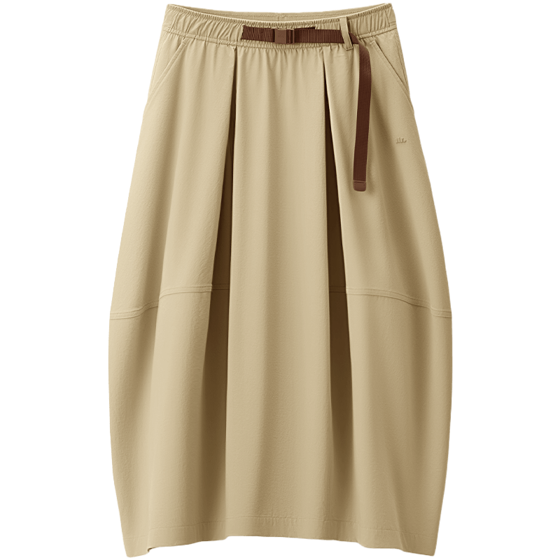 Beneunder Women's Mid-Length Pleated Skirt Water-Repellent Sun-Protective Outdoor Skirt Spring Summer WR005