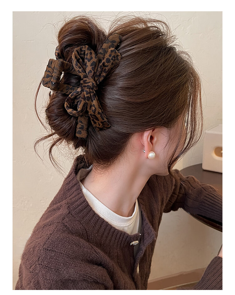 CHIMERA Leopard Print Bow Hair Claw Clip Ponytail Shark Clip Hairpin for Women Birthday Gift 5