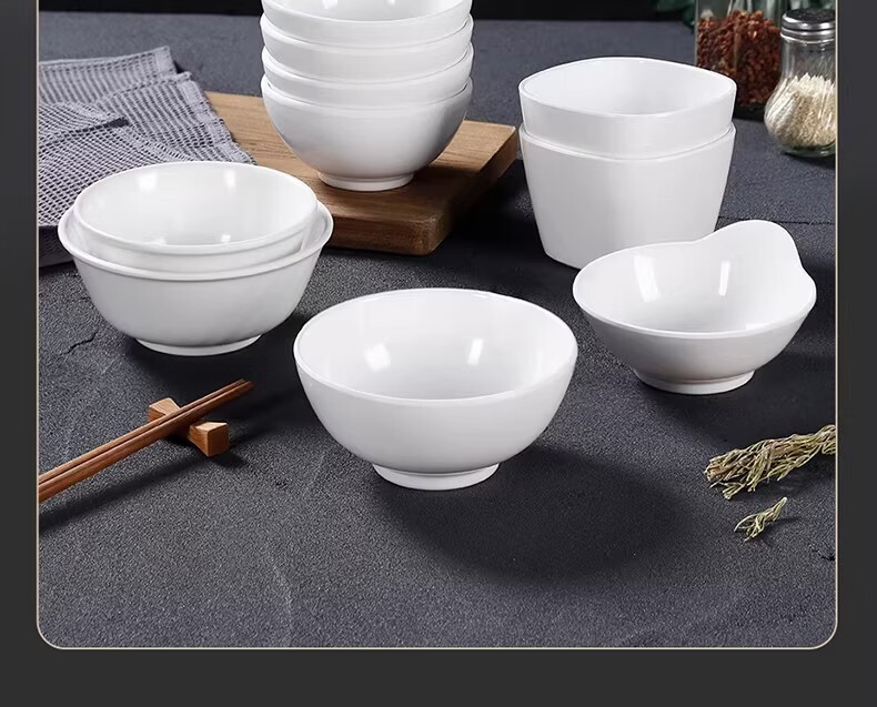 Danshi Zhiyuan White Melamine Imitation Porcelain Small Soup Bowl Rice Bowl Buffet Bowl 4.5 Inch Square Bowl Jingcang 15