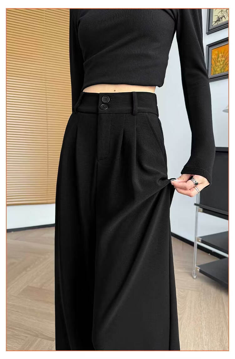 Modal Women's Suit Pants Spring Summer 2026 New Slim High Waist Draped Floor-Length Wide Leg Loose Straight Casual Trousers 13