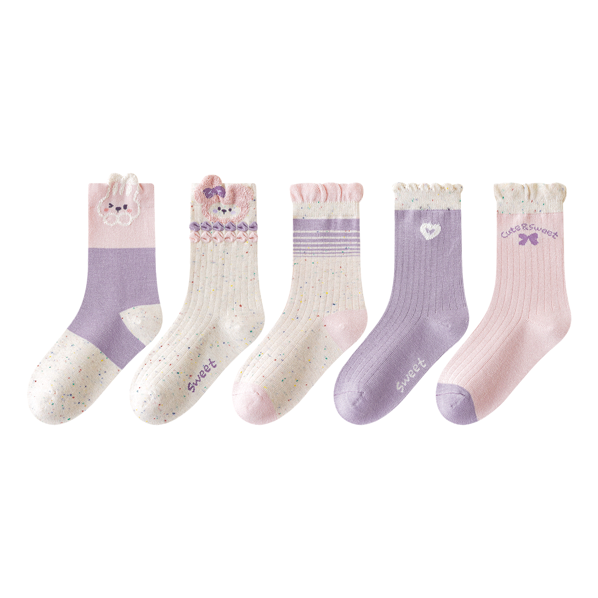Little Pig Banner Bowknot Bunny Girls Socks Autumn Winter Sweet Xinjiang Long Staple Cotton Seamless Soft High Elastic Baby Cotton Socks