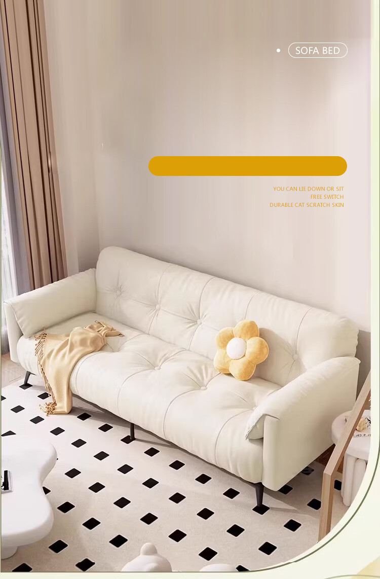 L&S Convertible Sofa Bed Foldable Sofa Cat Scratch-Resistant Cream Cloud Sofa S383 Green 1.8m Armless 1