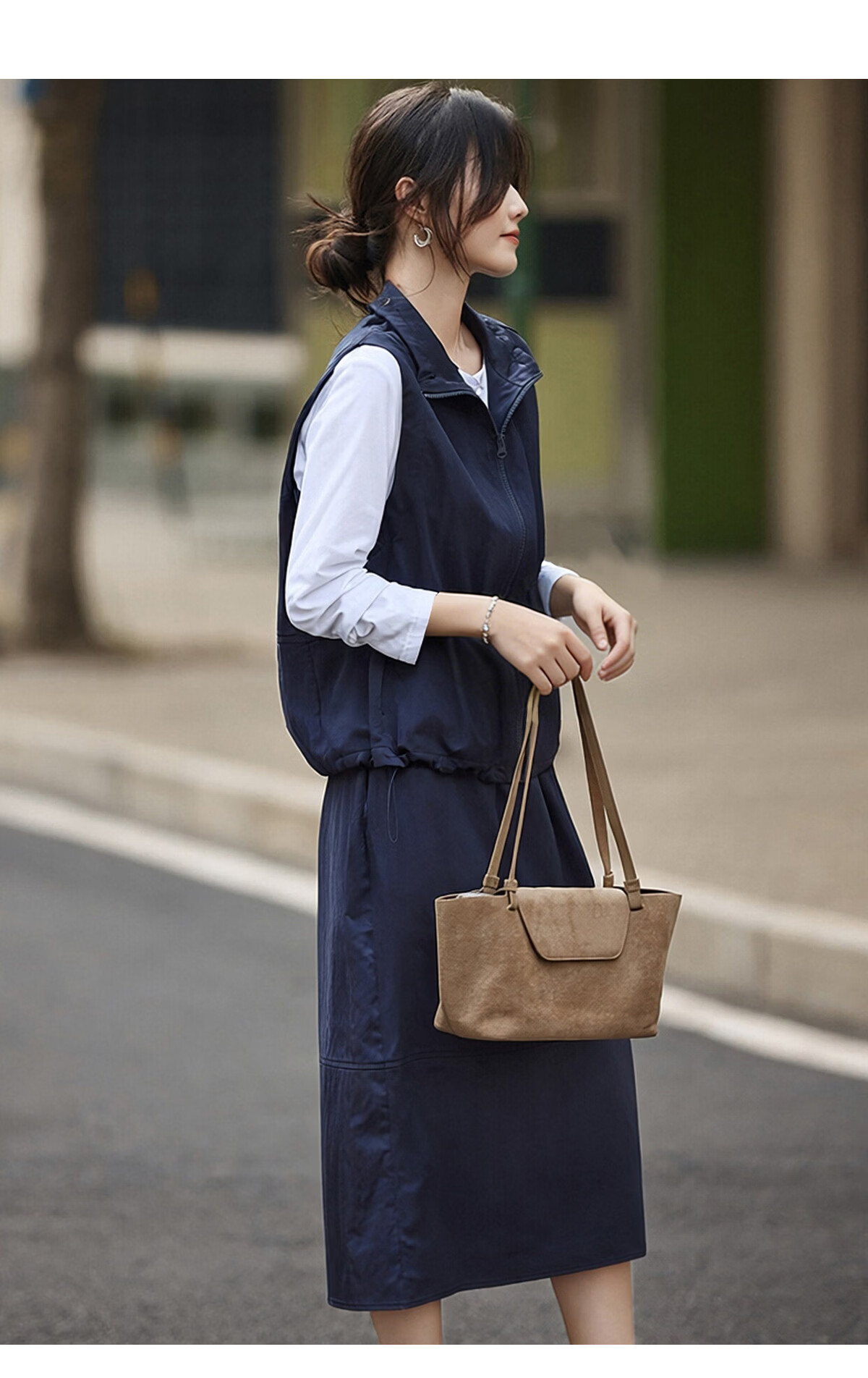 She Enjoy Casual Workwear Vest and Skirt Set for Women Simple Commuter Versatile Outdoor Two-Piece Set T53U024 9