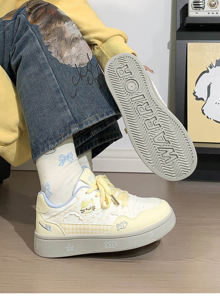 Warrior Cute Cat Canvas Shoes for Women 2026 Spring Autumn New Versatile Lightweight Casual Breathable Thick-Soled White Sneakers for Female Students 5