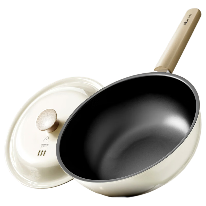 Bear Extreme Iron Small Frying Pan Non-Coated Flat Bottom Stir-Fry Pan 24cm Non-Stick Baby Food Cooking Pot G063-P01
