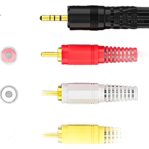 Аудиокабель BURLEFRAN 3.5 мм - 3 RCA, 1.5 метра, для ТВ, приставки, камеры
