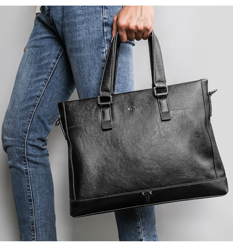 COW Briefcase, Men's Handbag, Large Capacity, Casual Business Bag, Tote Bag, C-9808, 14 Inches 11