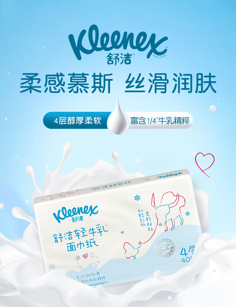 Kleenex Soft Milk Tissue 4-Ply 40 Sheets Pack - Cloud Soft Cream Tissue Napkins Suitable for Nasal Allergy and Sensitive Skin 2
