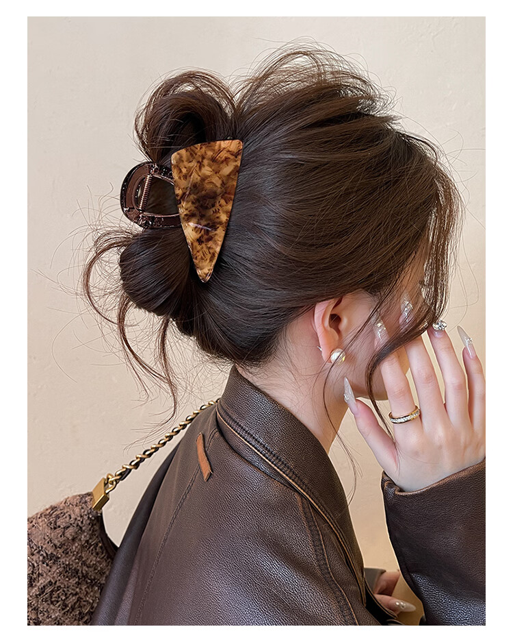 CHIMERA Amber Texture Elegant Triangle Hair Claw Clip for Bun Half-Up Ponytail Women's Birthday Gift 6