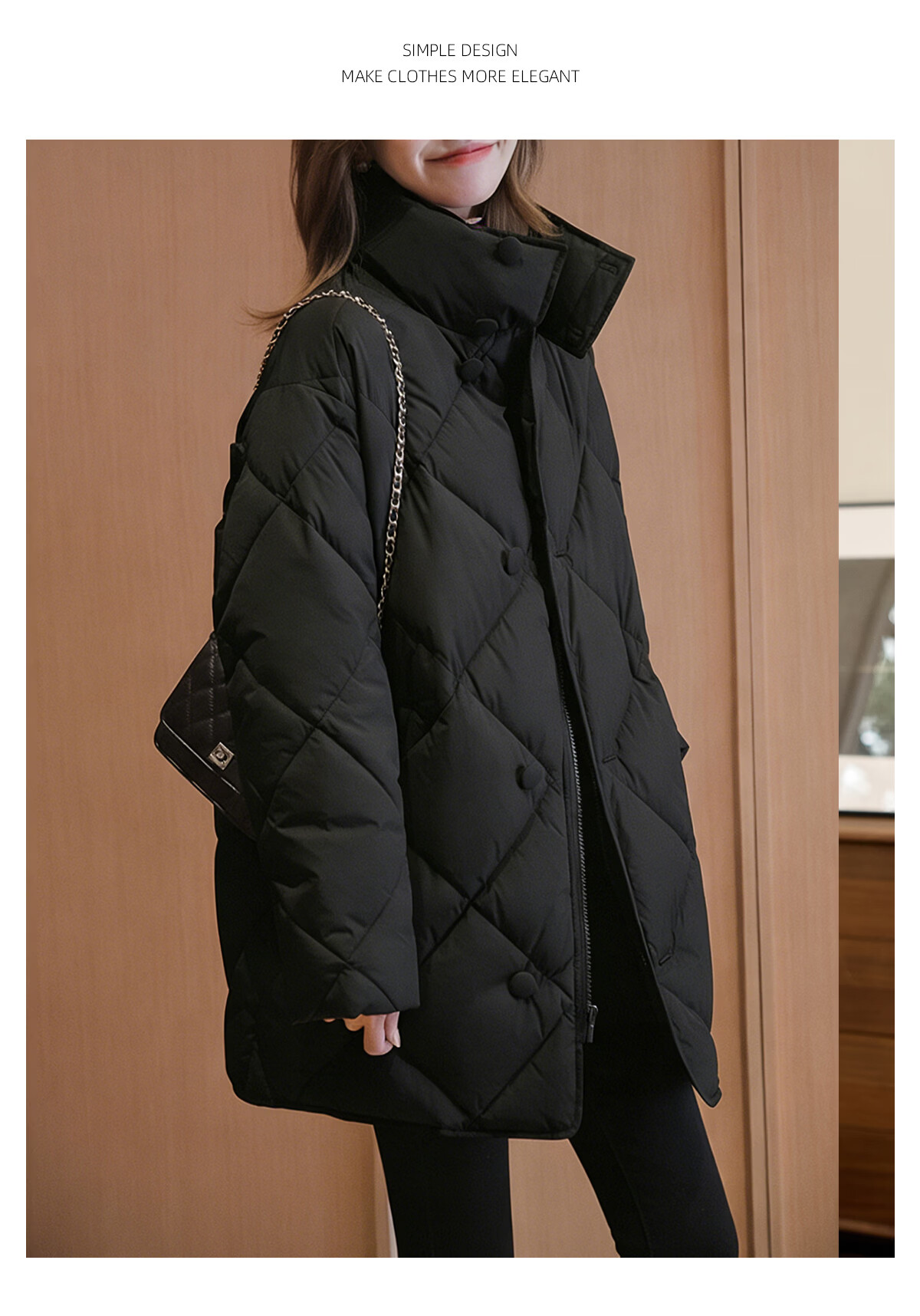 PinCai Women's Quilted Mid-Length Stand Collar Cotton Jacket Winter Windproof Over-the-Knee Coat P144M1010 10