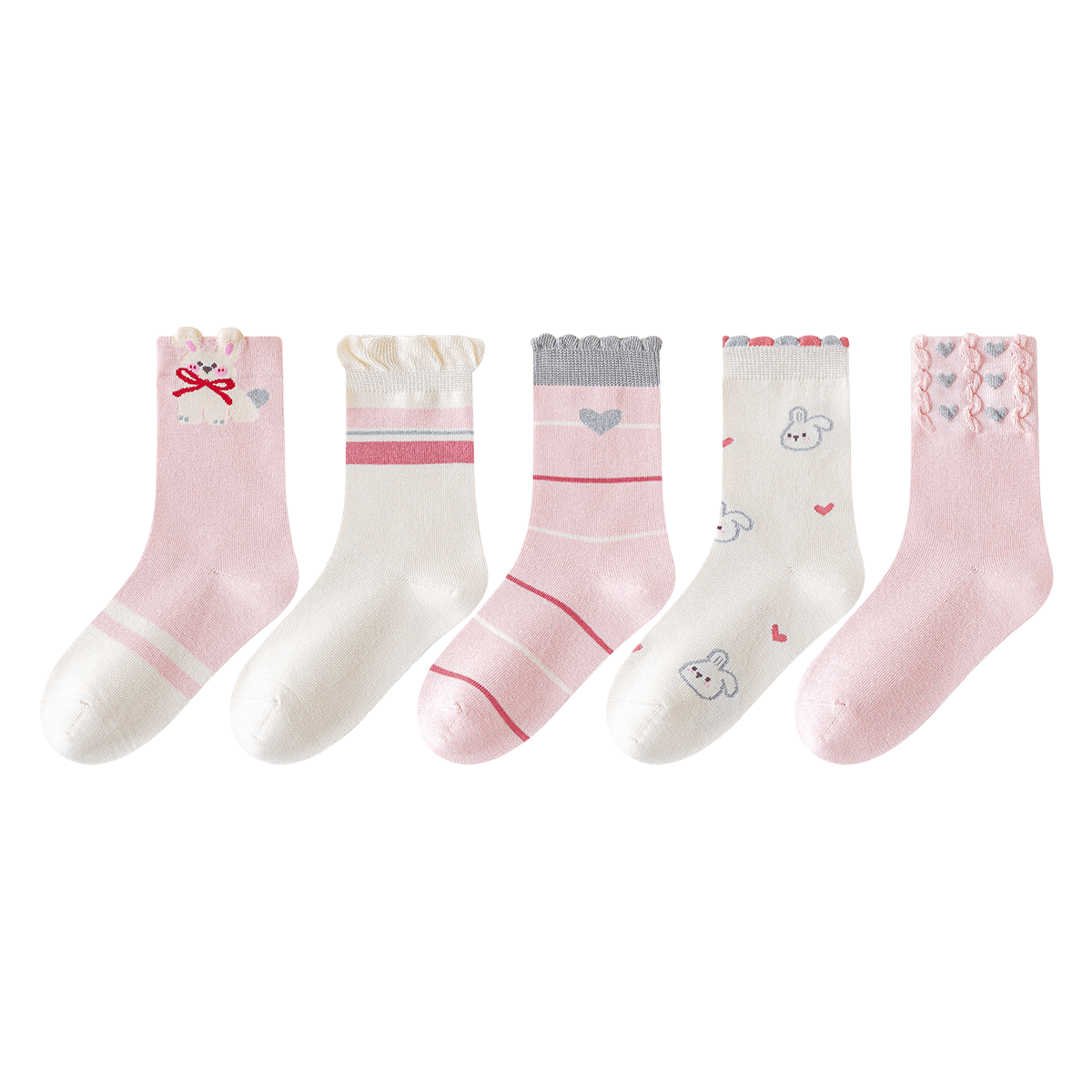 Little Pig Banner Bowknot Bunny Girls Socks Autumn Winter Sweet Xinjiang Long Staple Cotton Seamless Soft High Elastic Baby Cotton Socks