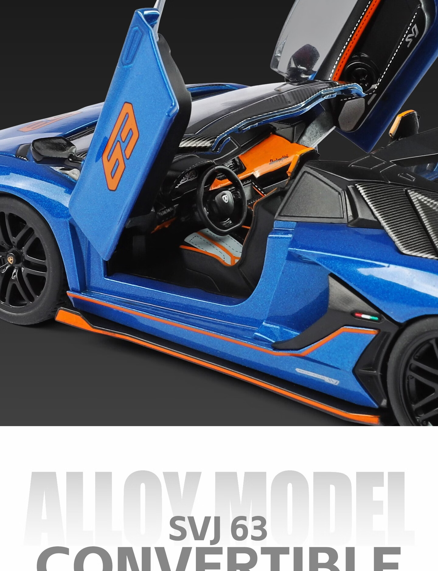 Black Mamba Officially Licensed 1:32 Lamborghini Aventador Car Model Children's Toy Alloy Car with Base Blue 6