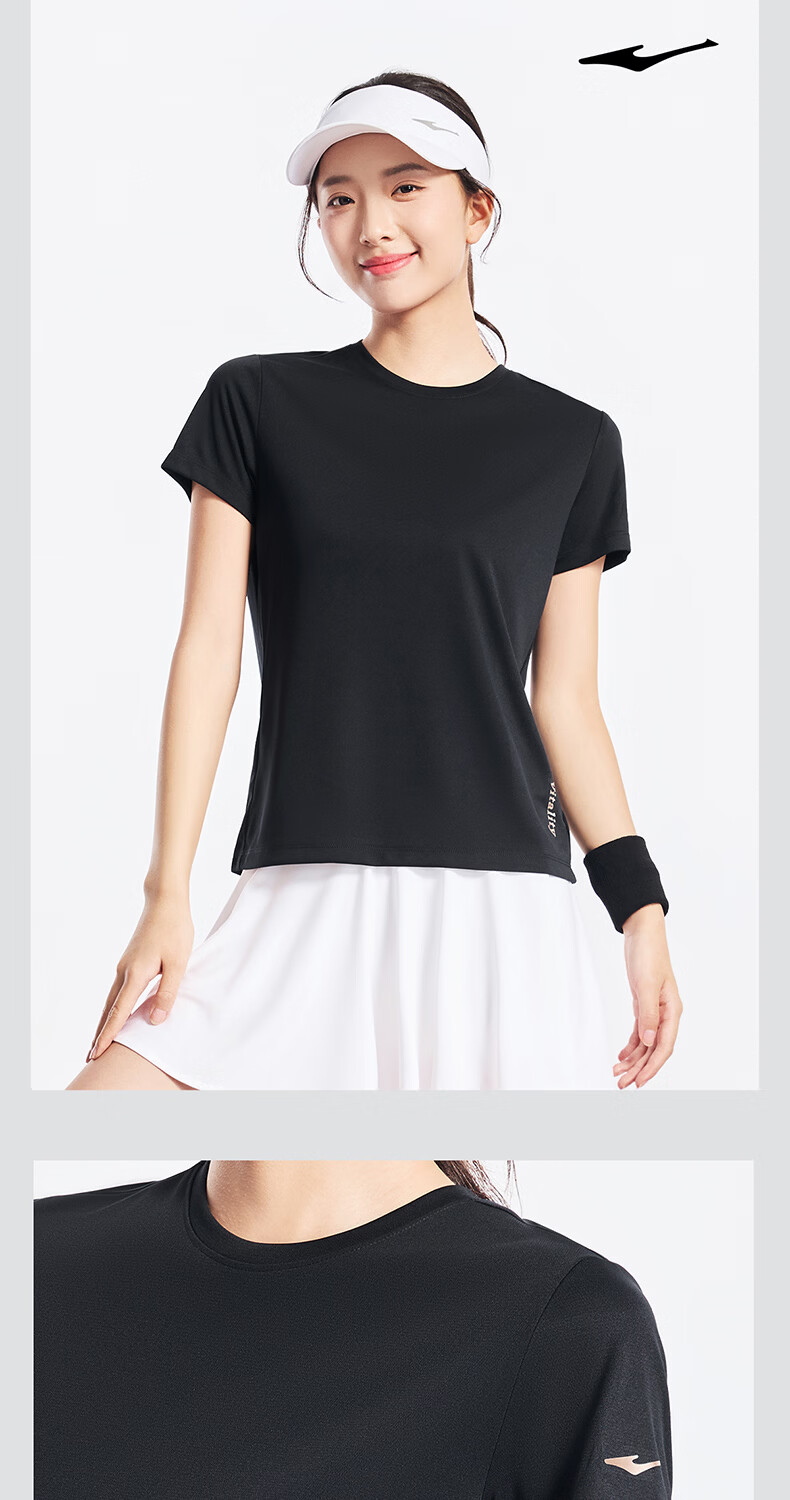 Erke Antibacterial Sports Short Sleeve T-Shirt Women Summer New Round Neck Moisture-Wicking Quick-Dry Casual Top 9